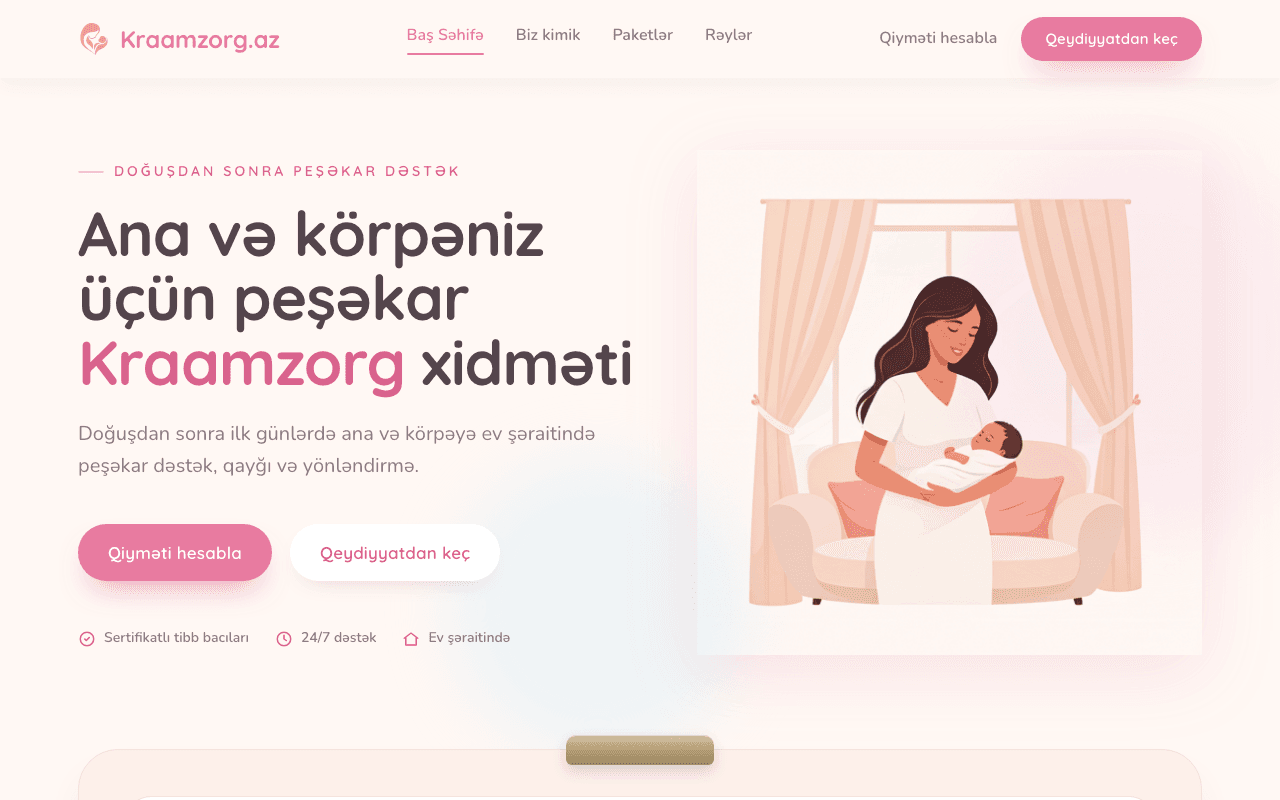 Kraamzorg website screenshot